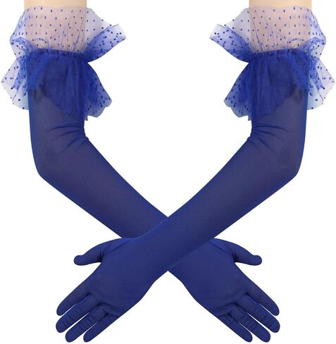 Women's Long Lace Opera Party Sheer Gloves Elbow Length Mesh Tulle Gloves for Wedding Bridal Prom Costume in Saudi Arabia