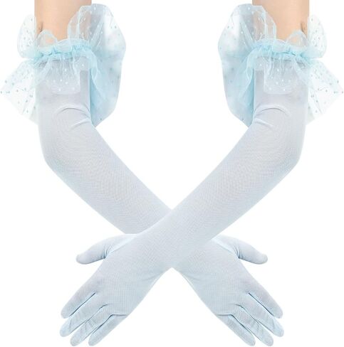 Women's Long Lace Opera Party Sheer Gloves Elbow Length Mesh Tulle Gloves for Wedding Bridal Prom Costume in Saudi Arabia