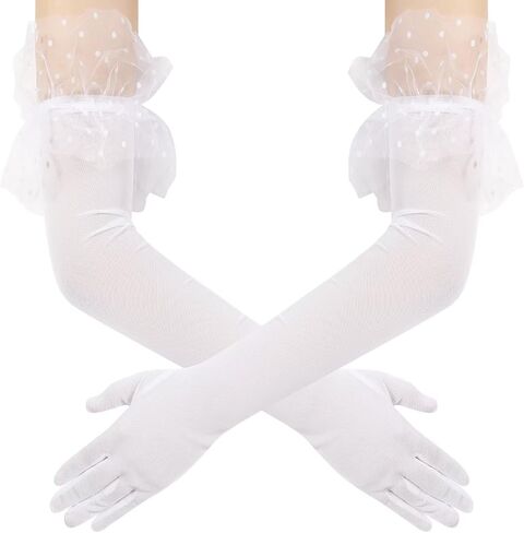 Women's Long Lace Opera Party Sheer Gloves Elbow Length Mesh Tulle Gloves for Wedding Bridal Prom Costume in Saudi Arabia