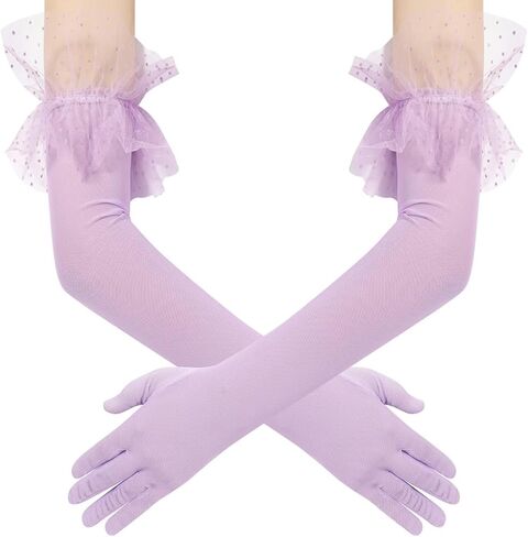 Women's Long Lace Opera Party Sheer Gloves Elbow Length Mesh Tulle Gloves for Wedding Bridal Prom Costume in Saudi Arabia