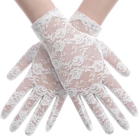 Lace Gloves Tea Party Short Lace Vintage Wrist Opera Gloves Courtesy Dressy for Women Dinner Party Evening Wedding in Saudi Arabia