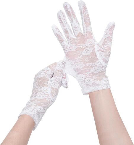 Lace Gloves Tea Party Short Lace Vintage Wrist Opera Gloves Courtesy Dressy for Women Dinner Party Evening Wedding in Saudi Arabia