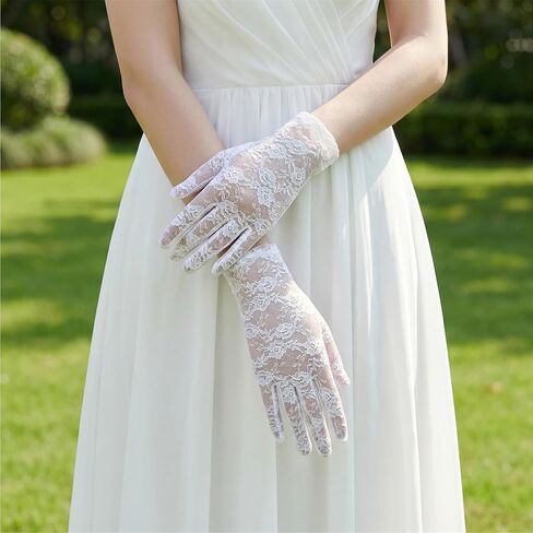 Lace Gloves Tea Party Short Lace Vintage Wrist Opera Gloves Courtesy Dressy for Women Dinner Party Evening Wedding in Saudi Arabia
