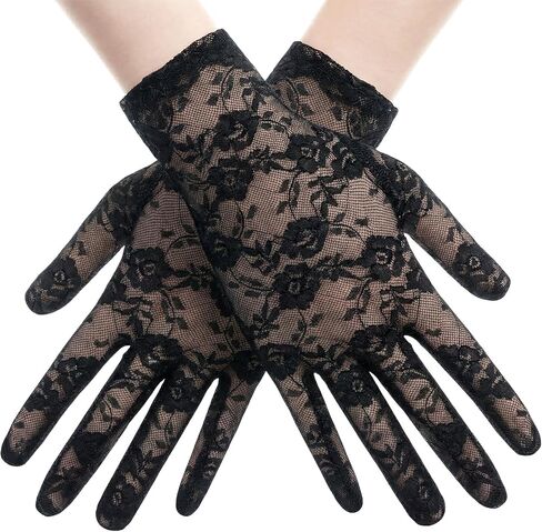 Lace Gloves Tea Party Short Lace Vintage Wrist Opera Gloves Courtesy Dressy for Women Dinner Party Evening Wedding in Saudi Arabia