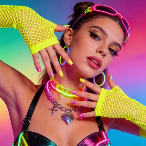 3Pairs 80s Fishnet Gloves Fingerless Neon Gloves for Women Fishnet Arm Sleeves for Cosplay Halloween Accessories in Kuwait
