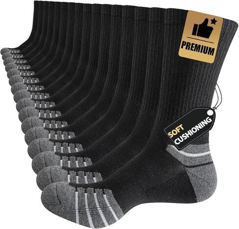 JOYNÉE 8 Pairs Mens Crew Athletic Cushion Socks Long Running Work Socks Workout Breathable Socks in Kuwait