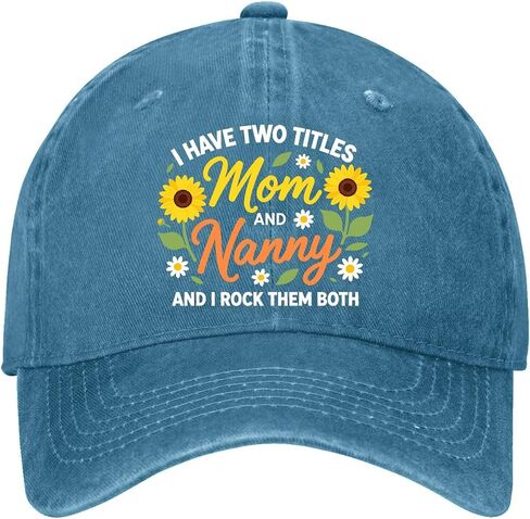 I Have Two Titles Mom and Nanny Hat for Women Soft Washed Distressed Baseball in Kuwait
