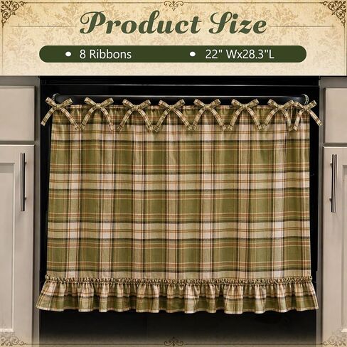 Handmade Oven Skirt Curtain for Door Kitchen Dishwasher Hidden Curtain Tie Top Farmhouse Meadow Skirt Heat-Resistant for Stove Kitchen Décor with Ruffles and Ribbon Ties Heat Resistant (Oat) in Saudi Arabia