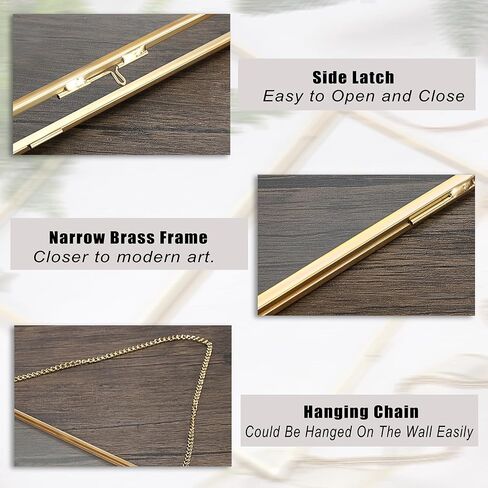 JUXYES Hanging Business License Frame Brass License Certificate Display Frame, Double Glass Floating Diploma Frames, Wall Mount Gold Display Frames for 4x9 and 3.5x8.5 Certificate Business Licenses in Kuwait