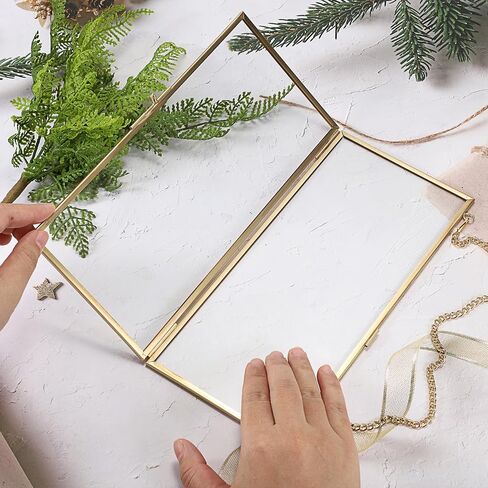 JUXYES Hanging Business License Frame Brass License Certificate Display Frame, Double Glass Floating Diploma Frames, Wall Mount Gold Display Frames for 4x9 and 3.5x8.5 Certificate Business Licenses in Kuwait