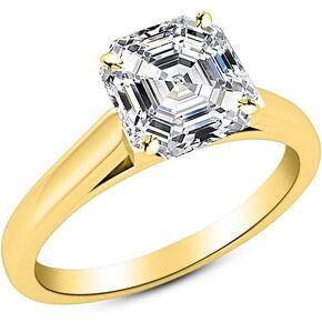 18K Yellow Gold 1-5 Carat Lab Grown Solitaire Asscher Cut Cathedral IGI Diamond Engagement Ring (H-I Color VS2-SI1 Clarity) in Kuwait