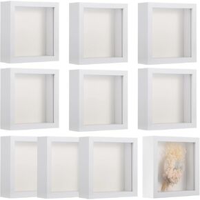 10 PCS Mini Shadow Box Frames - 5.6 in Small Square Shadow Boxes for Displaying Dried Flowers, White 3D Floating Frames for Craft Projects, Picture Frames for Home Decor DIY Favors in Saudi Arabia