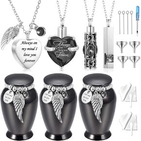 7Pcs Heart Urn Necklace for Ashes Keepsake Cremation Jewelry Small Urns for Human Ashes Memorial Cremation Urns for Loss of Loved One Memorial Container in Kuwait