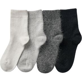 A.WAVE Angora Wool Socks for Women, 4 Pairs – 50% Angora, 40% Wool, Soft & Warm Winter Crew Socks in Saudi Arabia