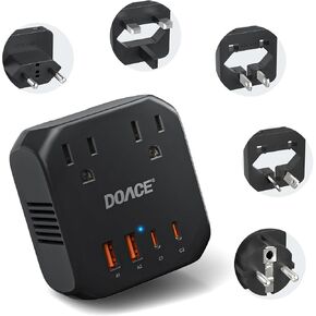 DOACE 2000W Voltage Converter US to Europe for Hair Dryer - 220V to 110V Converter for European Travel, Power Converter Adapter Combo with 2 PD/QC & UK/AU/US/IT/European Travel Plug Adapters in Saudi Arabia