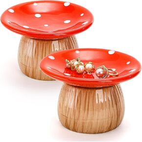 2 Pack Mushroom Jewelry Dish, Ceramic Trinket Storage Jar with Lid | Engagement Ring Holder for Rings Earrings, Home Decor Gift Women Mom, Mini, Decorative in Saudi Arabia