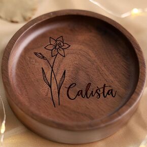 La Boda Personalized Wooden Ring Tray, Engraved Rings Holder, Engagement Ring Dish with Initials and Date, Custom Wedding Gifts for Couple, Birthday Gifts for Her, Bridal Shower in Saudi Arabia