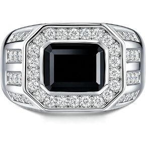 Lab-Created Moissanite Mens Wedding Band Black Wedding Ring For Men White Gold Plated Silver Sz 8-13 in Saudi Arabia