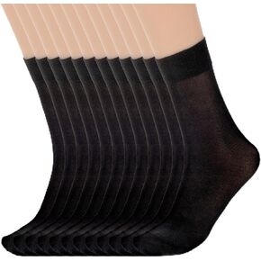 Nylon Socks for Women, 6 Pairs Ankle High Sheer Socks Black Crew Stocking, Women's Summer Nylon Stockings Transparent Stockings with Reinforced Toes Elastic Stocking for Women in Saudi Arabia