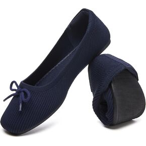 HEAWISH Women's Ballet Flats with Bow - Square Toe Mesh Slip-On Loafers,Womens Flats Comfortable Dressy in Kuwait