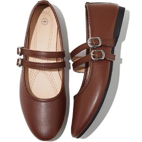 Iarus Women's Mary Janes Flats Shoes Faux Leather Dress Shoes Ballet Flats Comfortable Casual Slip on Shoes with Adjustable Buckle Strap in Saudi Arabia