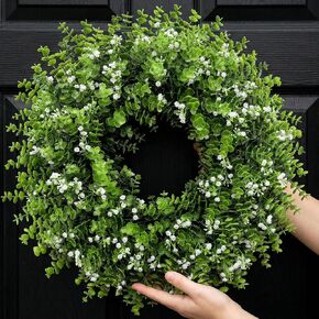 26In Artificial Boxwood Wreaths for Front Door,Boxwood Spring Summer Door Wreath,Artificial Greenery Wreath, Hanging for Home Porch Farmhouse Window Wedding Party Decor All Year Round Indoor Outdoor in Saudi Arabia