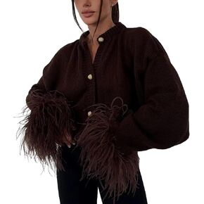 Cable Knit Cardigan Women Stretchy Comfy Casual Vintage Button Up Fringe Hem Sleeve Jackets for Women Trendy 2026 in Saudi Arabia