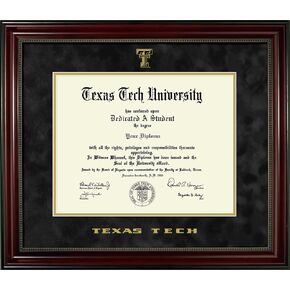 Texas Tech University Diploma Frame - Officially Licensed - Cherry Finish Wood with Bead Frame - Black Suede Mat with Gold Accent Mat in Kuwait