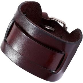 Punk Cuff Bracelet for Men,Adjustable Leather Bracelets for Women,Brown Wide Wrist Cuffs,Vintage Leather Wristbands for Rock Gothic Motorcycle Biker HipHop in Saudi Arabia