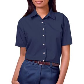 Blue Generation BG6216S - Ladies' Short Sleeve Stain Release POPLIN (Large, Navy) in Saudi Arabia