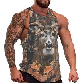 Camouflage Hunting Camo Tank Tops for Men Animal Print Workout Casual Sleeveless Shirts in Saudi Arabia