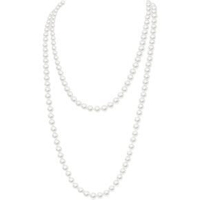 1Pcs Pearl Necklaces 59inch Long Necklace for Women 1920s Simulated Pearl Gatsby Costume Jewellery String Beads Fake Pearls Vintage Long Choker for Fancy Dress Sweater Accessories Off-white in Saudi Arabia