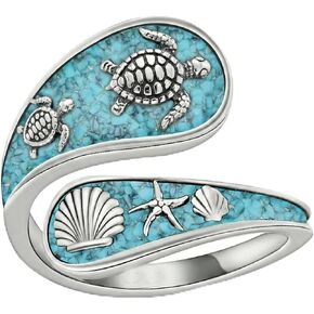Hummingbird/Dragonfly/Sea Turtle Rings 18K White Gold Plated Adjustable Spoon Ring for Women in Saudi Arabia