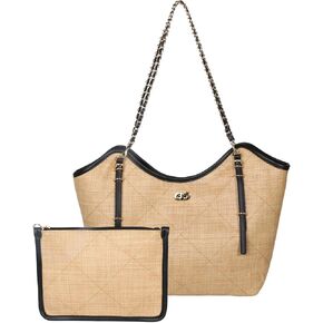 Eiyye Straw Tote Bag for Women Large Woven Beach Bag with Chain Strap & Inner Pouch Lightweight Summer Shoulder Handbag for Vacation Travel Daily Use in Saudi Arabia