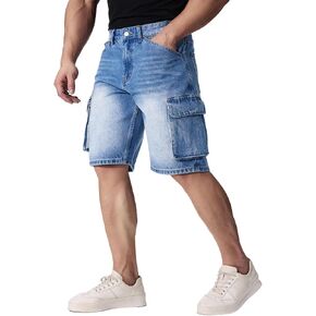 Jean Shorts Men’s Comfort Flex Waistband Jean Short Casual Denim Knee Length Washed Denim Jeans Shorts in Saudi Arabia