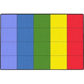 Booooom Jackson Classroom Rug - 5'x7'7'' Rainbow Spectrum Grid Preschool Classroom Carpet, Non-Slip & No-Trip Edges, Vibrant Colors for Kids Playroom Floor Mat in Saudi Arabia