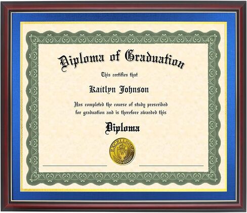 LTYHHK 9x12 Diploma Frame Solid Wood,Cherry Finish with Gold Trim, Displays 9x12 Diplomas with Blue Over Gold Mat or 11x14 Inch Without Mat, Diploma Frame9x12 Certificate Frames (L23R1114LG912) in Kuwait
