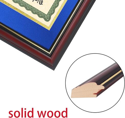 LTYHHK 9x12 Diploma Frame Solid Wood,Cherry Finish with Gold Trim, Displays 9x12 Diplomas with Blue Over Gold Mat or 11x14 Inch Without Mat, Diploma Frame9x12 Certificate Frames (L23R1114LG912) in Kuwait
