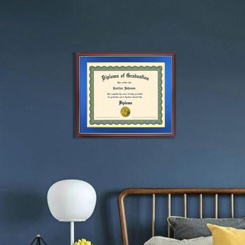 LTYHHK 9x12 Diploma Frame Solid Wood,Cherry Finish with Gold Trim, Displays 9x12 Diplomas with Blue Over Gold Mat or 11x14 Inch Without Mat, Diploma Frame9x12 Certificate Frames (L23R1114LG912) in Kuwait