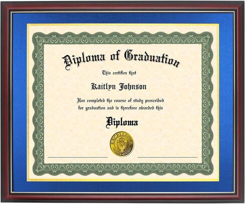 LTYHHK 9x12 Diploma Frame Solid Wood,Cherry Finish with Gold Trim, Displays 9x12 Diplomas with Blue Over Gold Mat or 11x14 Inch Without Mat, Diploma Frame9x12 Certificate Frames (L23R1114LG912) in Kuwait