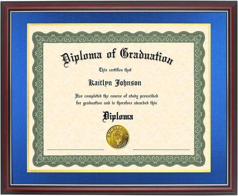 LTYHHK 9x12 Diploma Frame Solid Wood,Cherry Finish with Gold Trim, Displays 9x12 Diplomas with Blue Over Gold Mat or 11x14 Inch Without Mat, Diploma Frame9x12 Certificate Frames (L23R1114LG912) in Kuwait