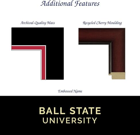 Ball State University 10" w x 8" h Diploma Frame - Fits An Associate's, bachelor's and master's - Gold Embossed Diploma Frame - Cherry Moulding with Black and Red Matting in Kuwait