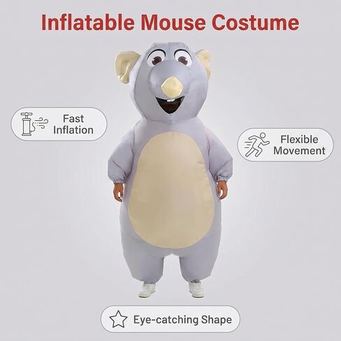 Inflatable Mouse Costume for Adults - Funny Blow-Up Mouse Suit for Halloween Party & Cosplay in Saudi Arabia