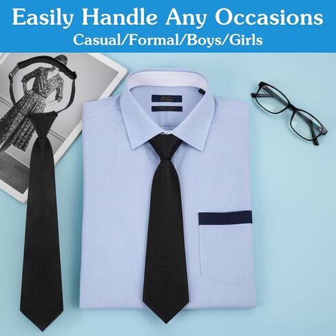2PCS Boys Tie, Adjustable Black Boys Pre-Tied Kids Tie for 12-14 Years Formal Wedding Party Graduation in Saudi Arabia