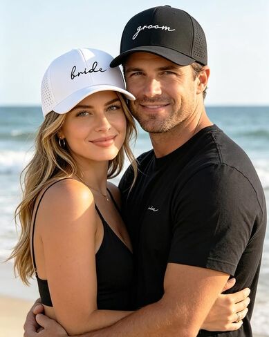 Bride and Groom Baseball Cap Set for Wedding Gifts, Engagement Anniversary Honeymoon Gifts for Newlyweds Matching Couples Hats in Saudi Arabia