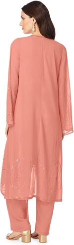 Roaman's Women's Plus Size Beaded Georgette Scoop Neck 3-Piece Pant Set in Kuwait