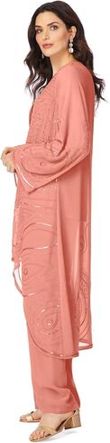 Roaman's Women's Plus Size Beaded Georgette Scoop Neck 3-Piece Pant Set in Kuwait