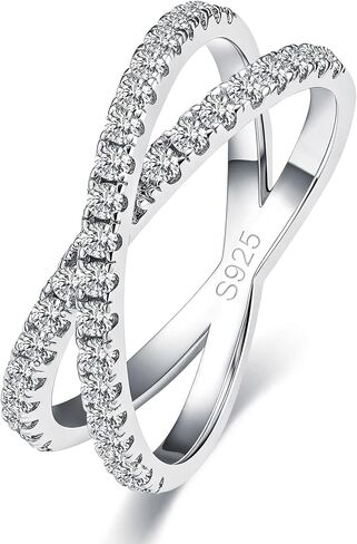 WES Moissanite Criss Cross Ring - Hypoallergenic 925 Sterling Silver 14K Gold Plated 1.5mm Twisted Infinity Stackable Eternity Band, Crossover Wedding Promise Ring for Women, Size 4-11 in Saudi Arabia