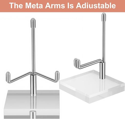 12 Pcs Adjustable Metal Arm Display Stand Crystal Holder Easel Display with Acrylic Base Easel Rock Mineral Stand for Geodes Mineral Agate Collection (Silver, 2 x 2 x 3.2 Inch) in Kuwait