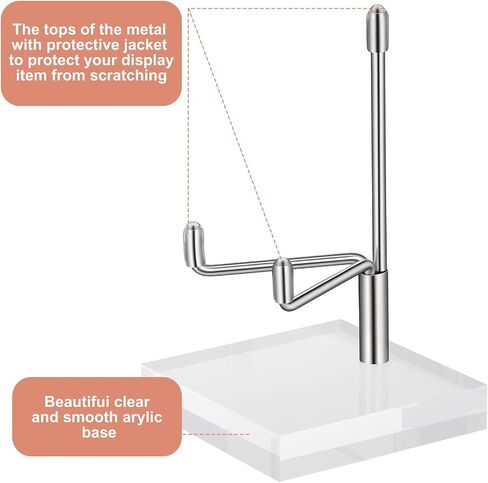 12 Pcs Adjustable Metal Arm Display Stand Crystal Holder Easel Display with Acrylic Base Easel Rock Mineral Stand for Geodes Mineral Agate Collection (Silver, 2 x 2 x 3.2 Inch) in Kuwait